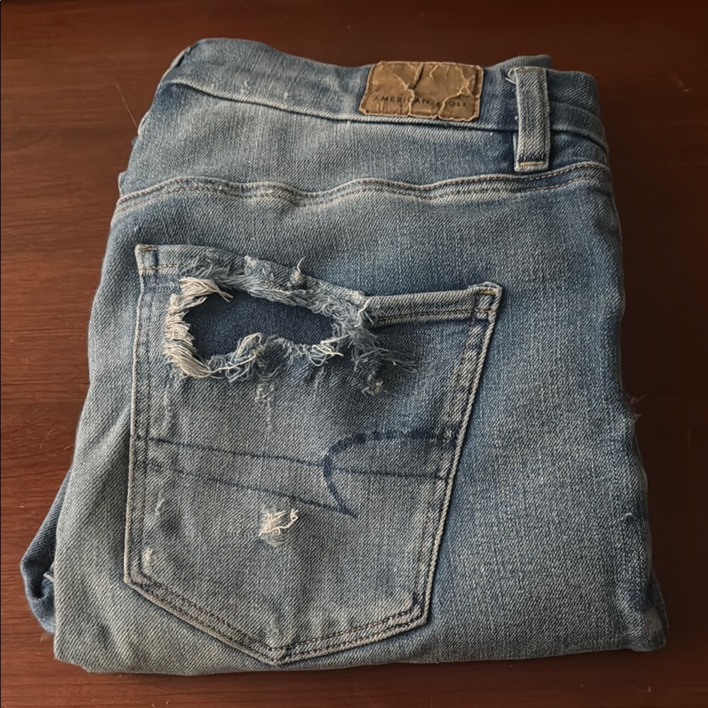Distressed Blue Jeans